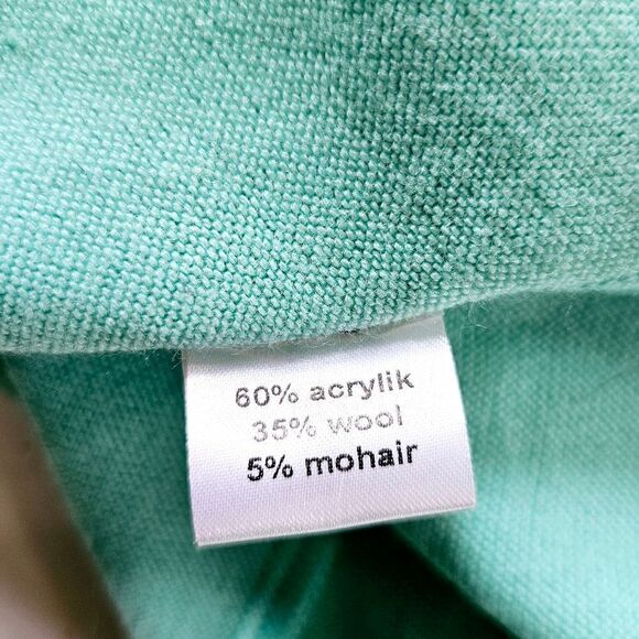 NWT Lila Kass Elegant Wool Mohair Belted Long Sleeve Midi Dress in Mint Green 8 - Picture 9 of 10